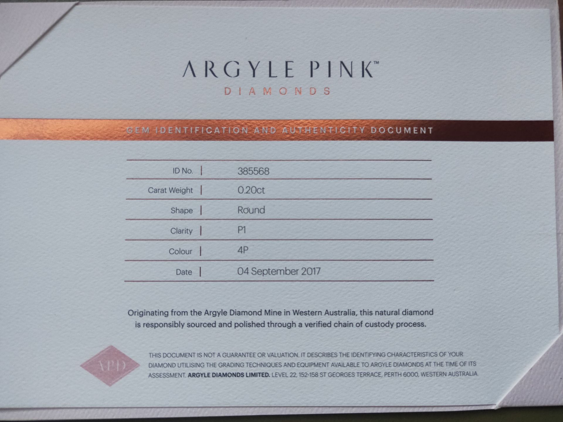 CERTIFIED ARGYLE Round Diamond 0.20CT 4P P1