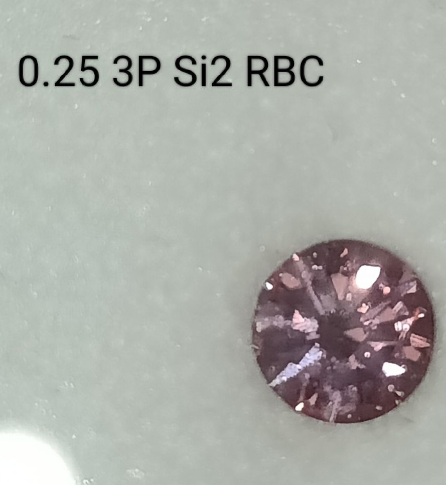 CERTIFIED ARGYLE Round Diamond 0.25ct 3P SI2