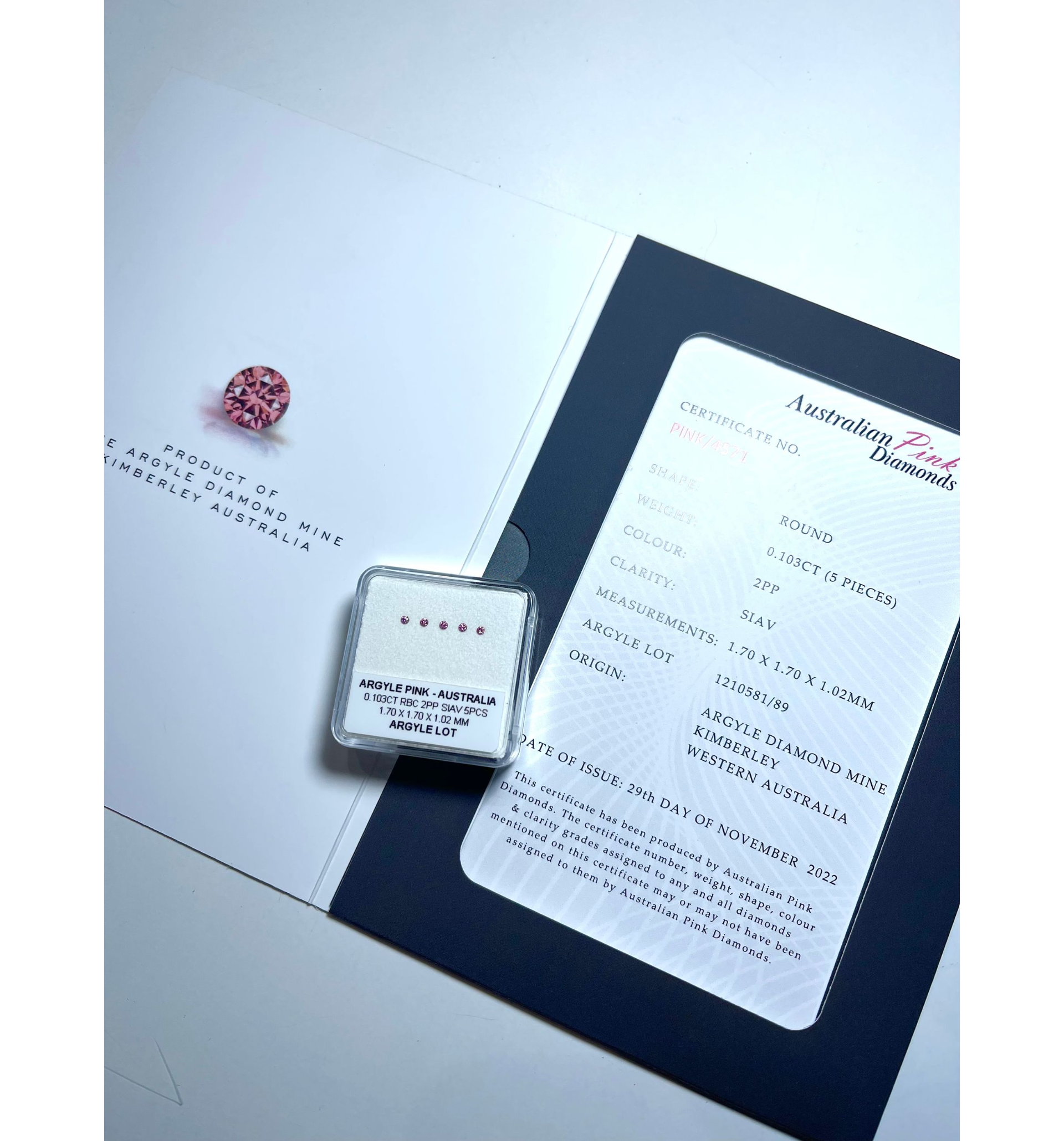 ORIGIN ARGYLE Round Diamonds 2P 5= 0.10ct SIAV