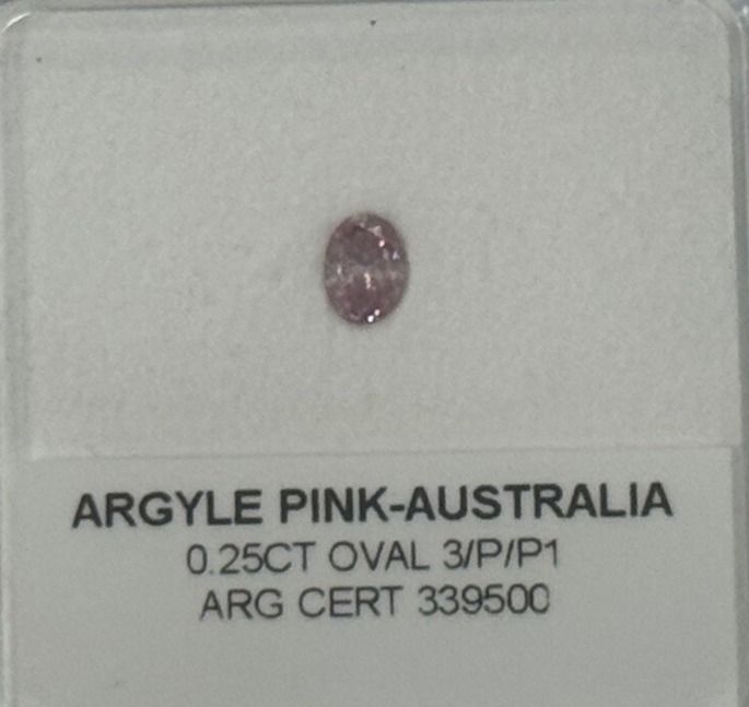 CERTIFIED ARGYLE Oval Diamond 0.25ct 3P P1/SI2