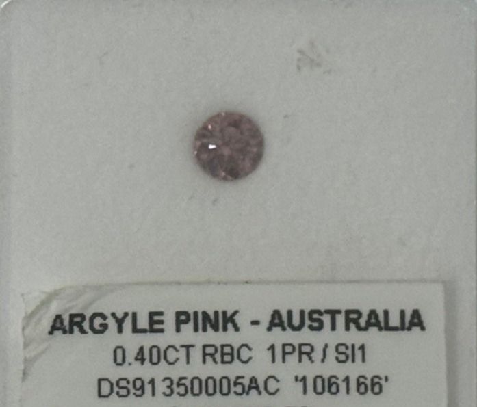 CERTIFIED ARGYLE Round Diamond 0.40ct 1PR SI1