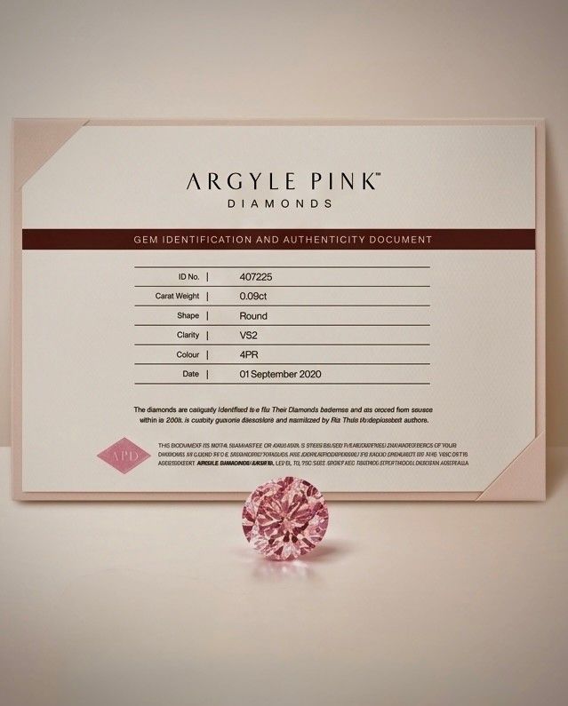 CERTIFIED ARGYLE Round Diamond 0.09ct 4PR VS2