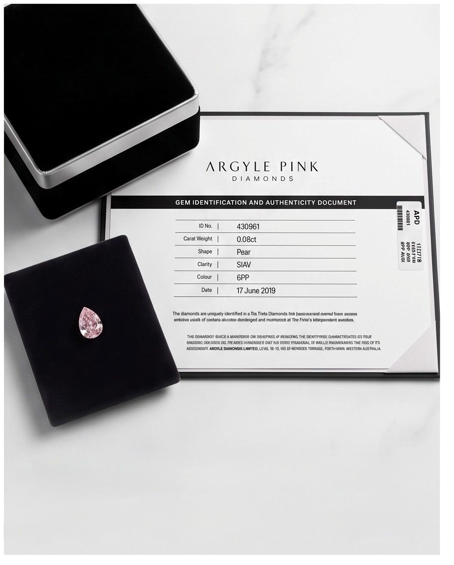 CERTIFIED ARGYLE Pear Diamond 0.08ct 6PP SIAV