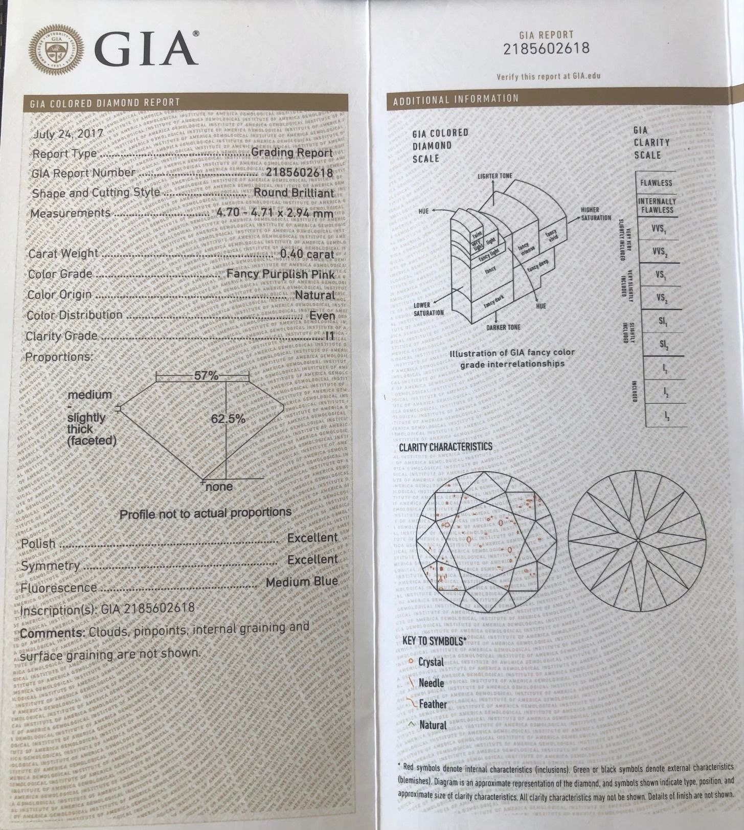 ORIGIN ARGYLE Round Diamond 0.40ct 6P P1