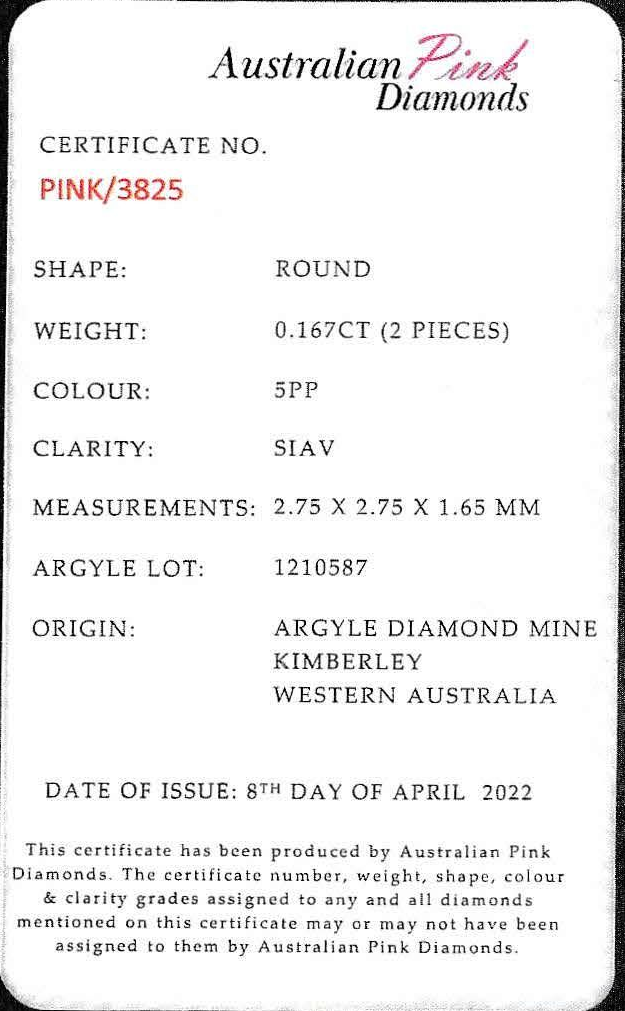 ORIGIN ARGYLE Round Diamonds 3PP 2 = 0.06ct SIAV