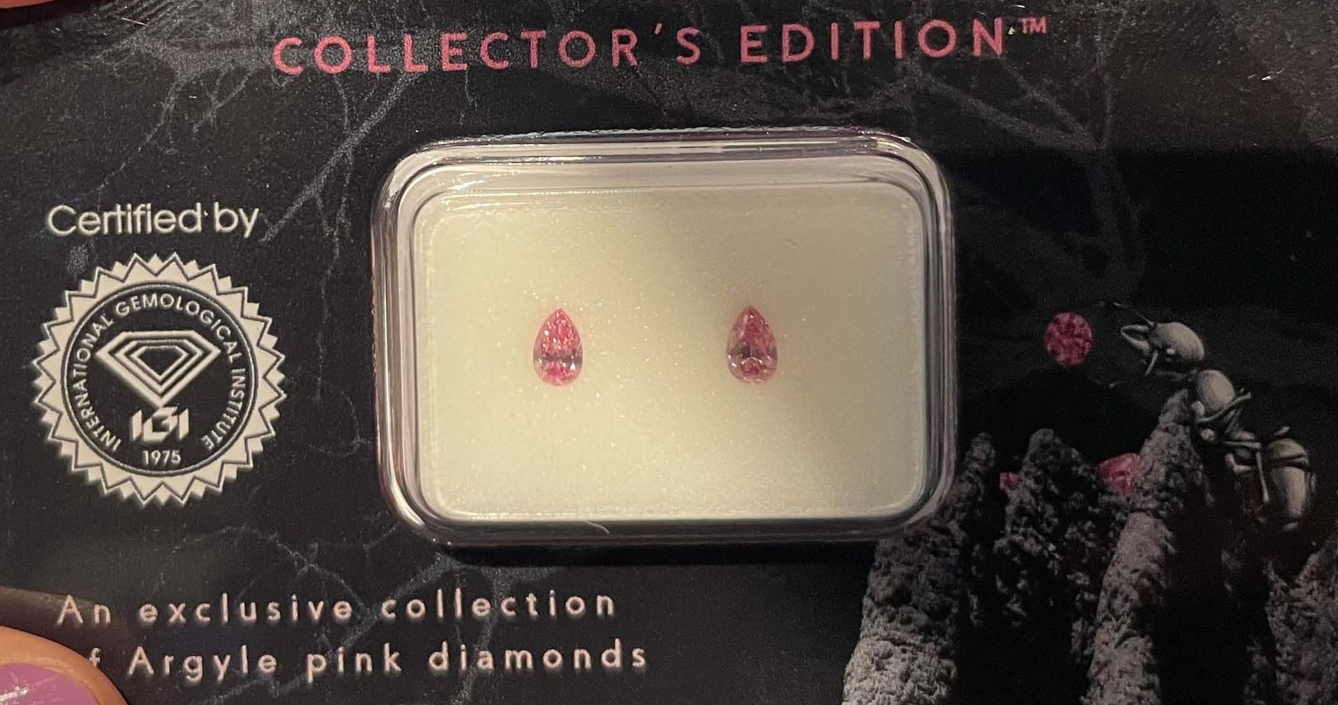CERTIFIED ARGYLE Pear Diamonds Collectors Edition 0.10ct & 0.09ct 5P SIAV/VS2