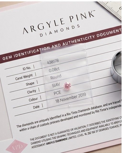 CERTIFIED ARGYLE Round Diamond 0.08ct PCE SIAV