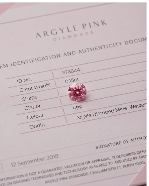CERTIFIED ARGYLE Round Diamond 0.15ct 5PP SI2