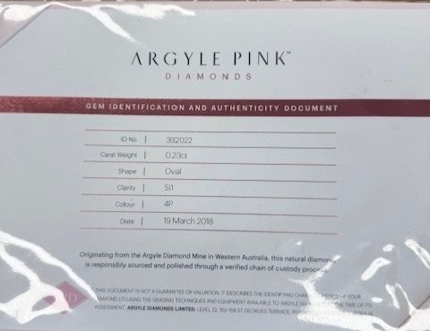 CERTIFIED ARGYLE Oval Diamond 0.23ct 4P SI1