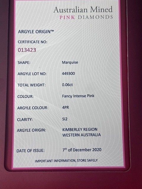 ORIGIN ARGYLE Marquise Diamond 0.06ct 4PR SI2