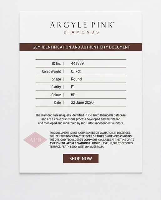 CERTIFIED ARGYLE Round Diamond 0.17ct 6P P1