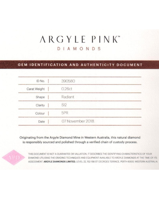 CERTIFIED ARGYLE Radiant Diamond 0.26ct 5PR SI2
