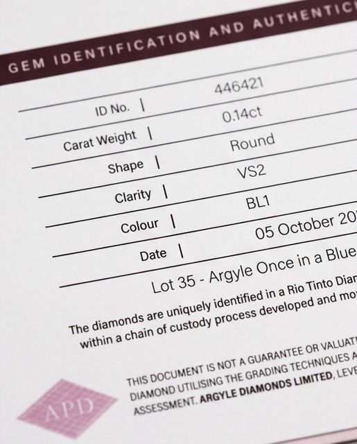 CERTIFIED ARGYLE Round Diamond 0.14ct BL1 VS2 Once in a Blue Moon Tender 2021