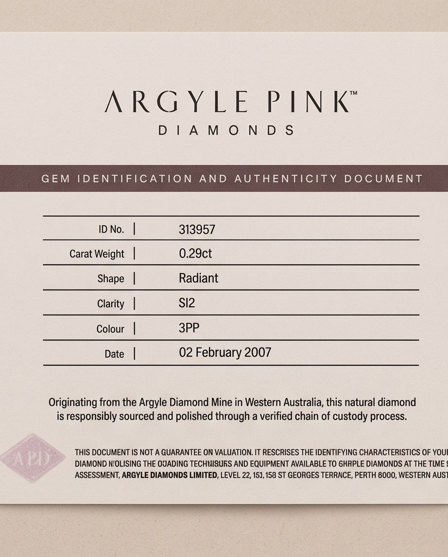 CERTIFIED ARGYLE Radiant Diamond 0.29ct 3PP SI2/SI1