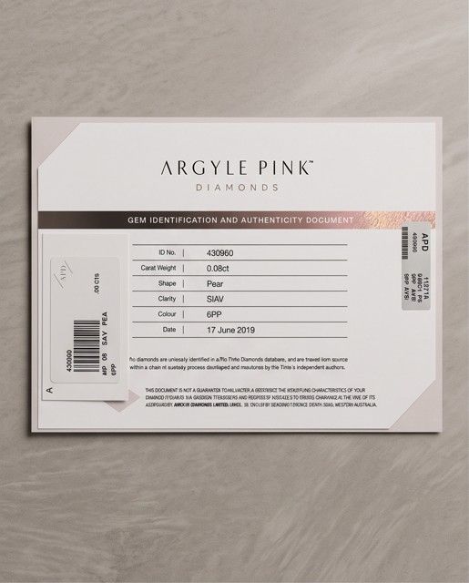 CERTIFIED ARGYLE Pear Diamond 0.08ct 6PP SIAV 430960