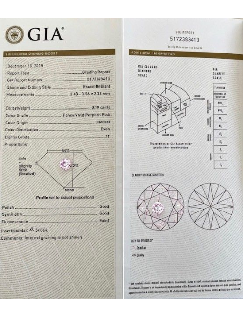 CERTIFIED ARGYLE Round Diamond 0.20ct 3PP P1