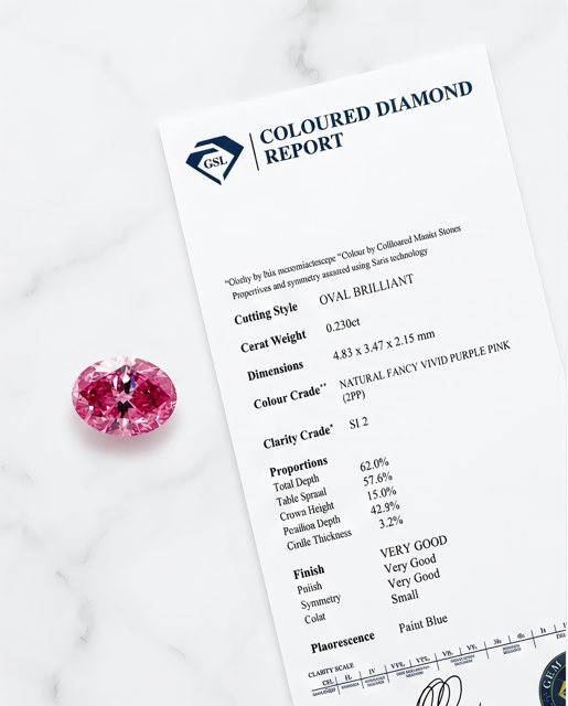 CERTIFIED ARGYLE DIAMOND Oval Diamond 0.23ct 2PP SI2