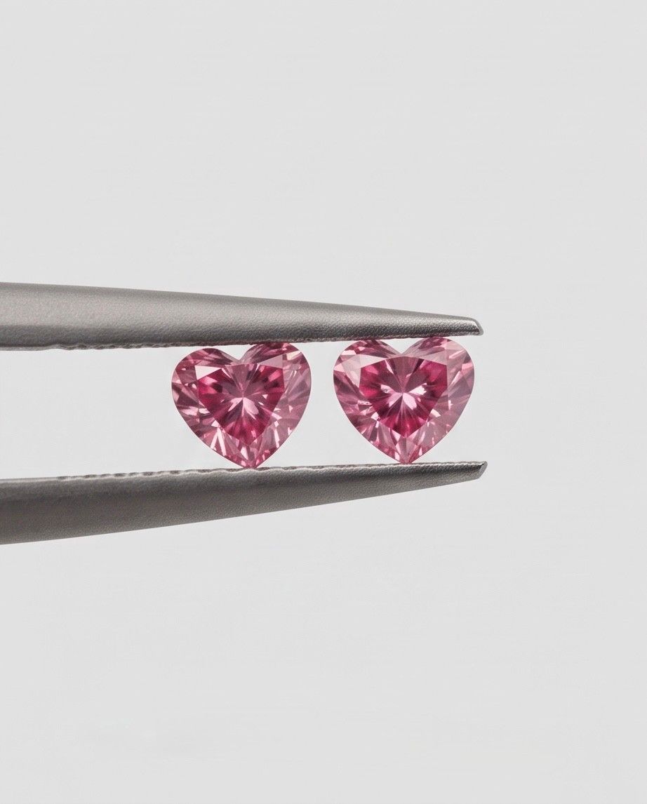 CERTYIFIED ARGYLES 2 x Heart Diamonds 0.16ct each 6P/6PP SI1- VVS2