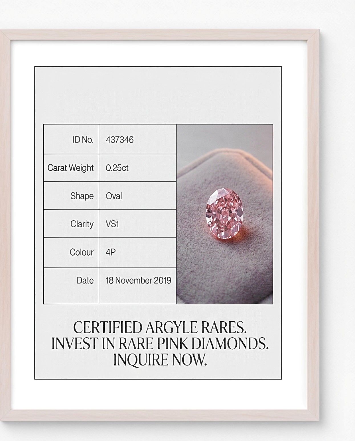 CERTIFIED ARGYLE Oval Diamond 0.25ct 4P VS1