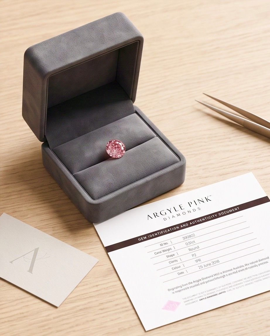 CERTIFIED ARGYLE Round Diamond 0.51ct 1PR P2