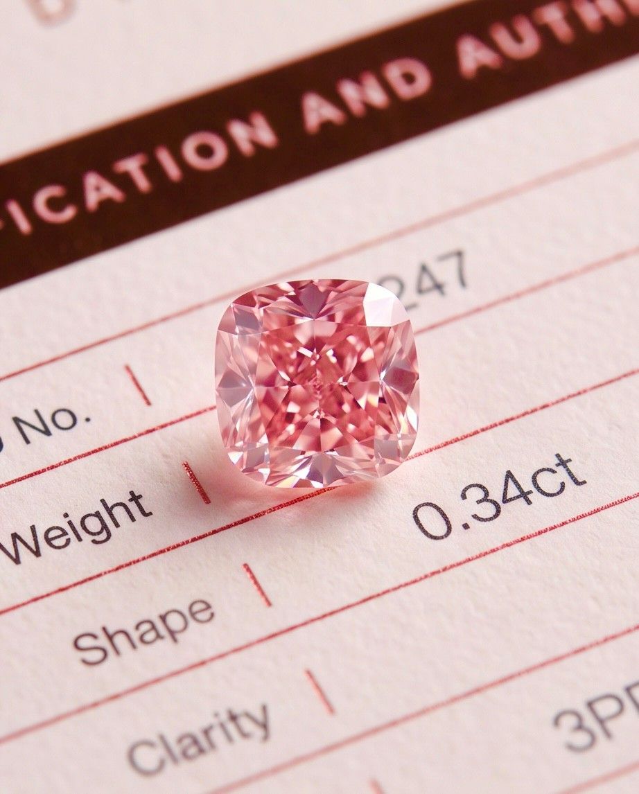 CERTIFIED ARGYLE Cushion Diamond 0.34ct 3PR SI2