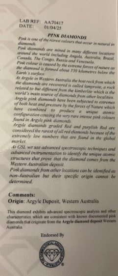 ORIGIN ARGYLE Round Diamond 0.24ct 6P VV2
