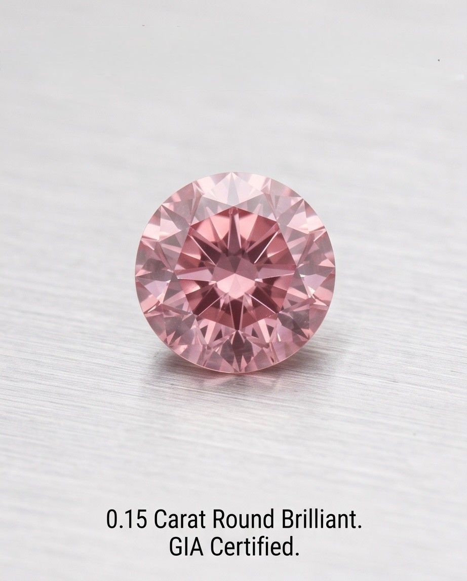 CERTIFIED ARGYLE Round Diamond 0.15ct 4PR VS2