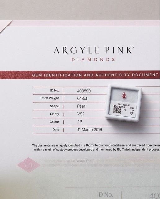 CERTIFIED ARGYLE Pear Diamond 0.18ct 2P VS2