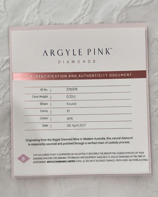 CERTIFIED ARGYLE Round Diamond 0.32ct 8PR P1