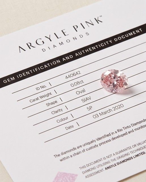 CERTIFIED ARGYLE Oval Diamond 0.08ct 5P SIAV 440642