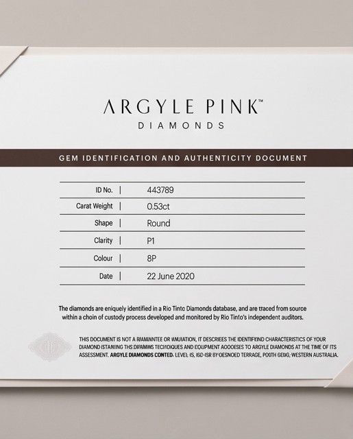 CERTIFIED ARGYLE round Diamond 0.53ct 8P P1