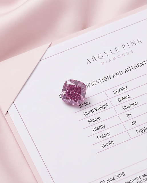 CERTIFIED ARGYLE Cushion Diamond 0.44ct 4P P1