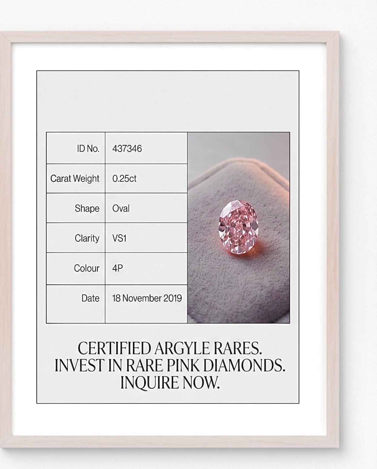 CERTIFIED ARGYLE Oval Diamond 0.25ct 4P VS1