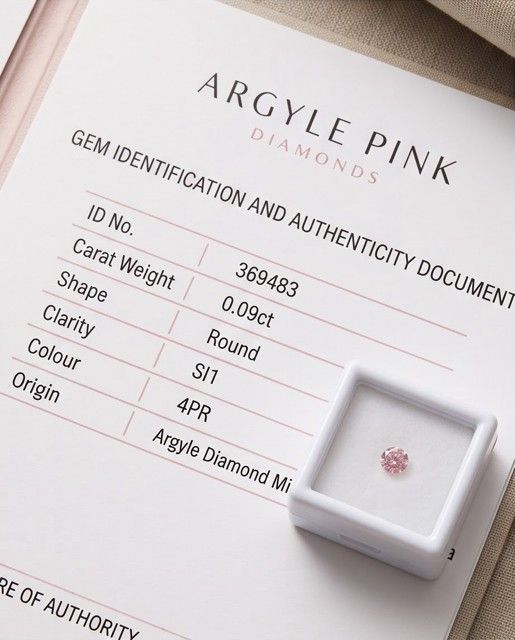CERTIFIED ARGYLE Round Diamond 0.09ct 4PR SI1 Argyle: 369483