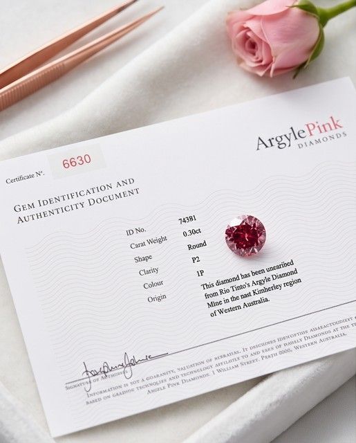 CERTIFIED ARGYLE Round Diamond 0.30ct 1P P2