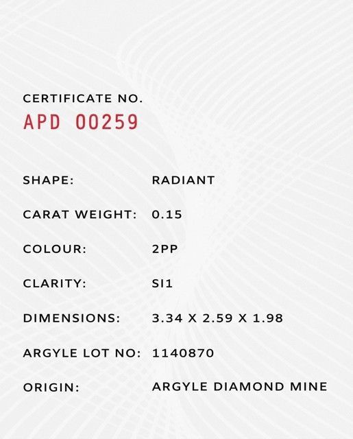 ORIGIN ARGYLE Radiant Diamond Pink Diamond 0.15ct PINK SI1