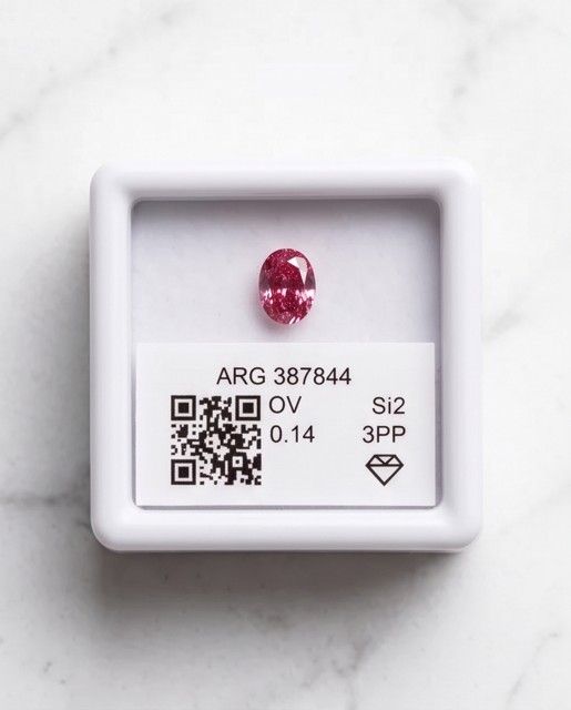 CERTIFIED ARGYLE Oval Diamond 0.14ct 3PP SI2