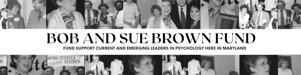 Banner reading “Bob and Sue Brown Fund” with a photo strip of people and a hand holding a paper on the right