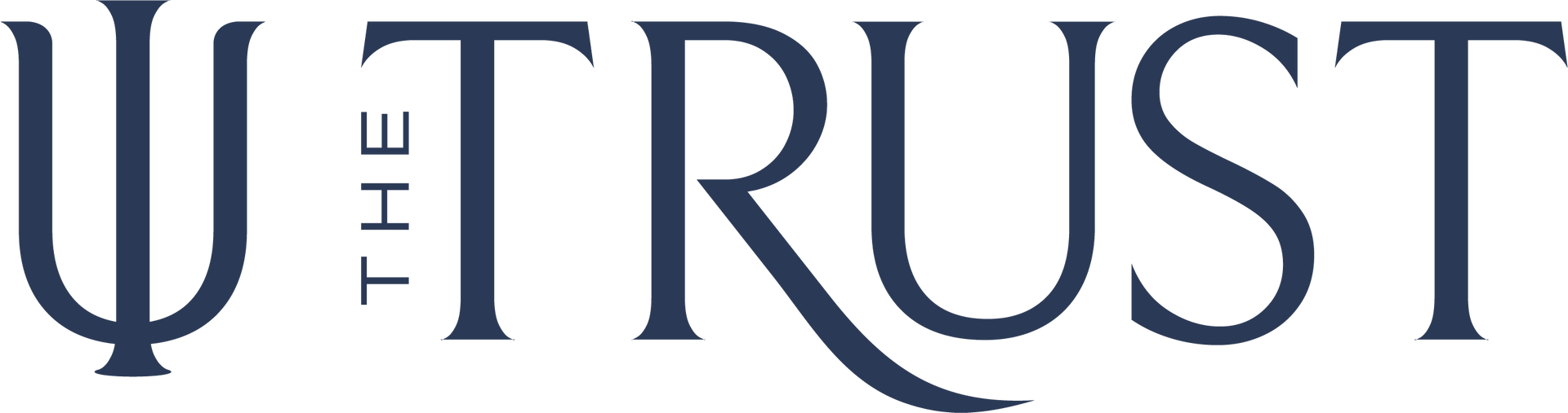 The TRUST logo in dark blue text with a stylized “T” and “R” on a white background