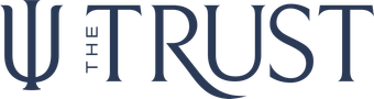 Logo reading “THE TRUST” with a dark blue Greek psi symbol on a white background