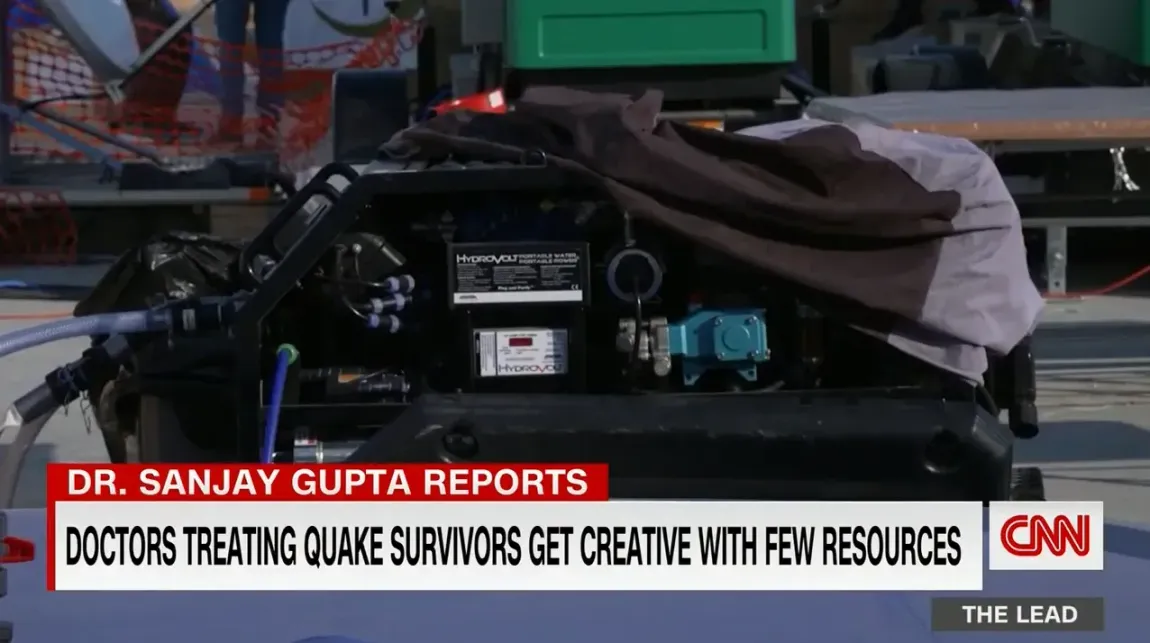 CNN Dr. Sanjay Gupta Doctors post natural disaster HydroVolt system treating water for hospital 