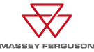 The logo for massey ferguson is a red triangle on a white background.