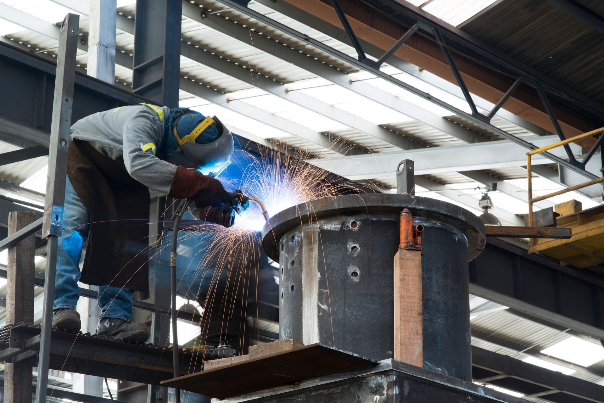 Welding and Plasma in a a metal fabricating facility. Welding and Plasma in a a metal fabricating facility.