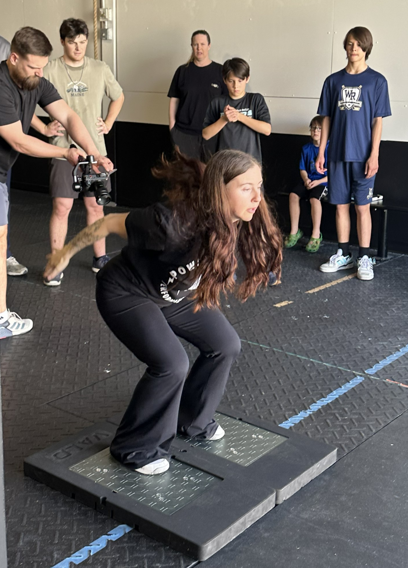 Athlete performing a force plate jump assessment using VALD ForceDecks at PowerSource Performance 