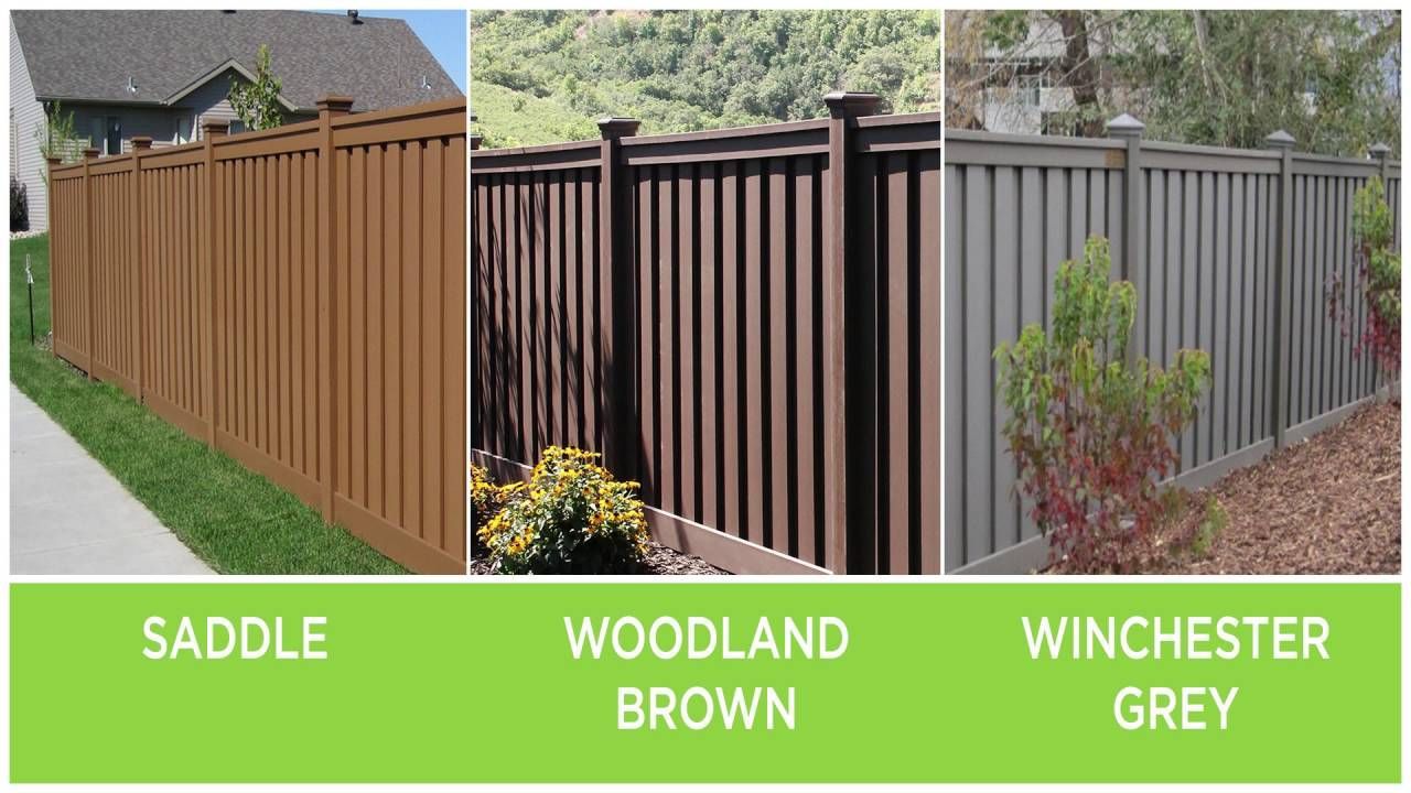 Three different types of fences are shown including saddle woodland brown and winchester grey