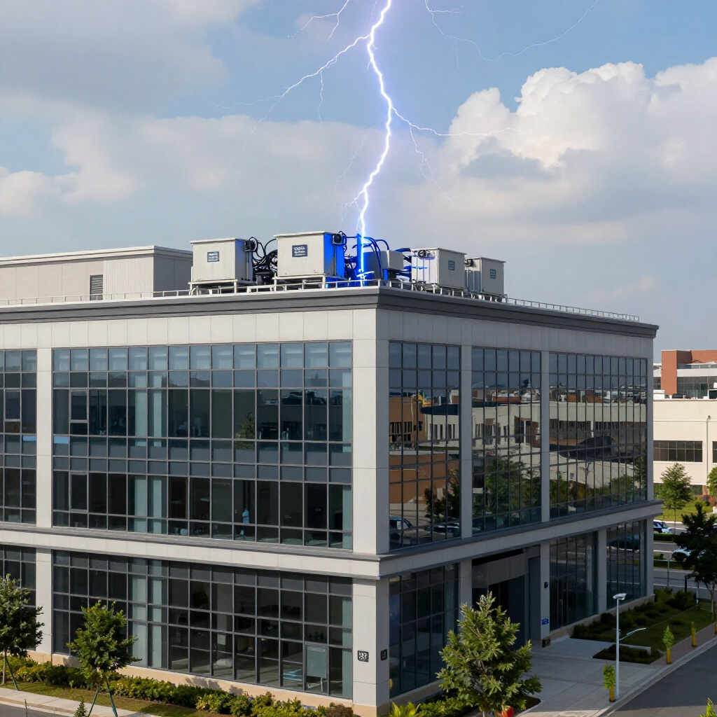 commercial building protected from lightning by CMCE, Installed by Encore Land & Sea