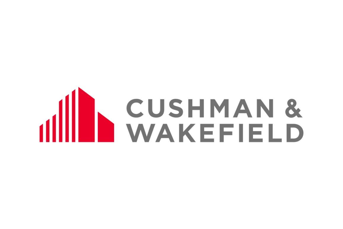 Cushman & Wakefield logo with red building icon and gray text on white background