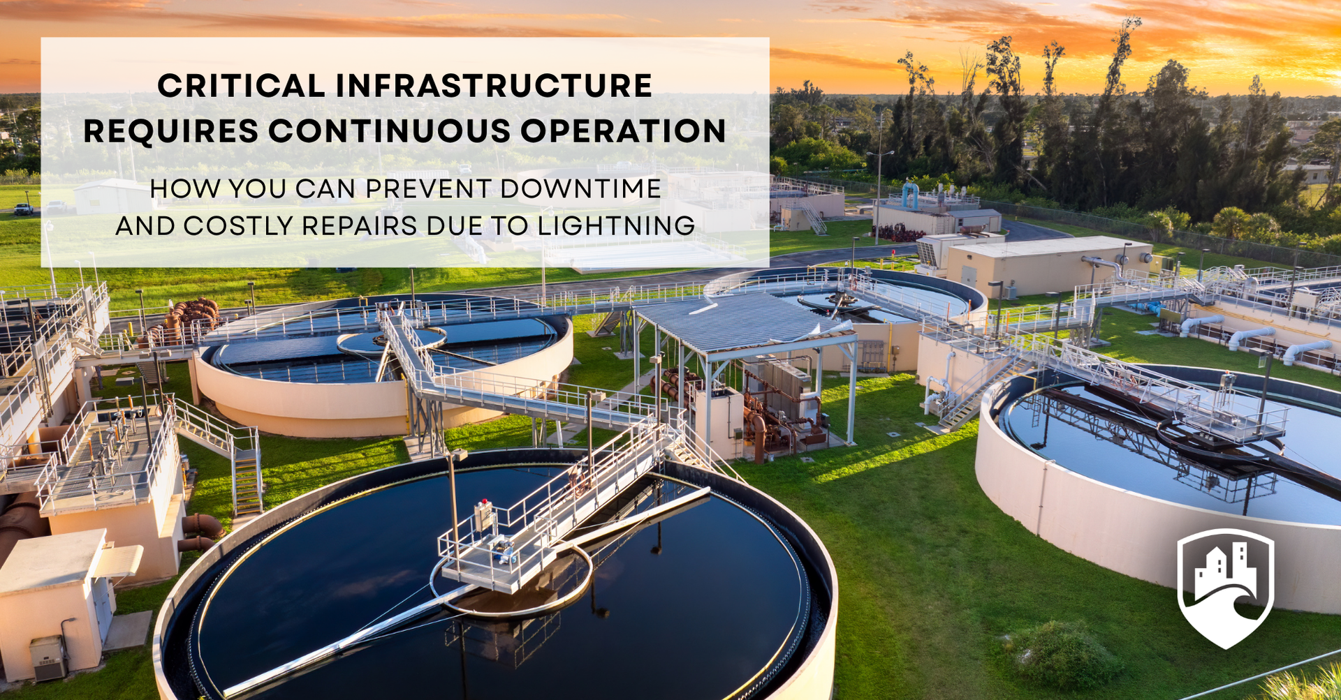 Wastewater treatment facility with Encore Land and Sea logo
