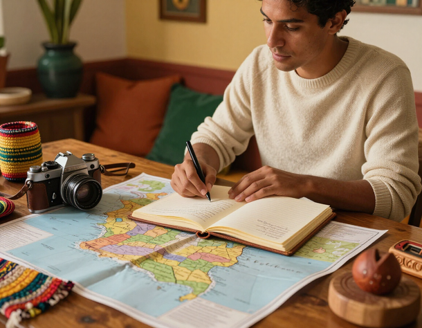 Mesa de planeación de viaje con inspiración local y asesoría personalizada