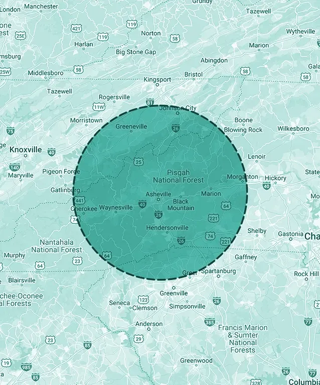 A map with a circle in the middle of it